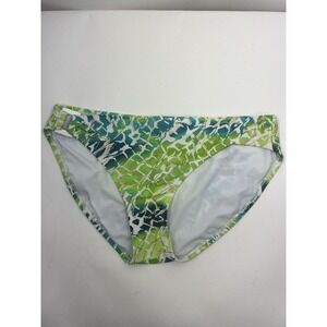 Simply Swim Bikini Bottom Women's Sz 16 Blue/Green Gold Accent Plastic Buckle
